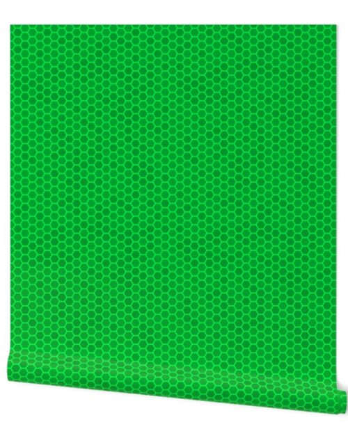Small Bright Neon Green Honeycomb Bee Hive Geometric Design Wallpaper