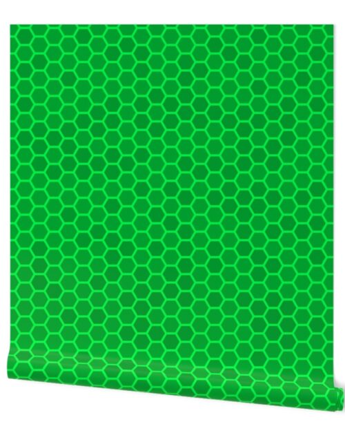 Large Bright Neon Green Honeycomb Hive Geometric Hexagonal Design Wallpaper