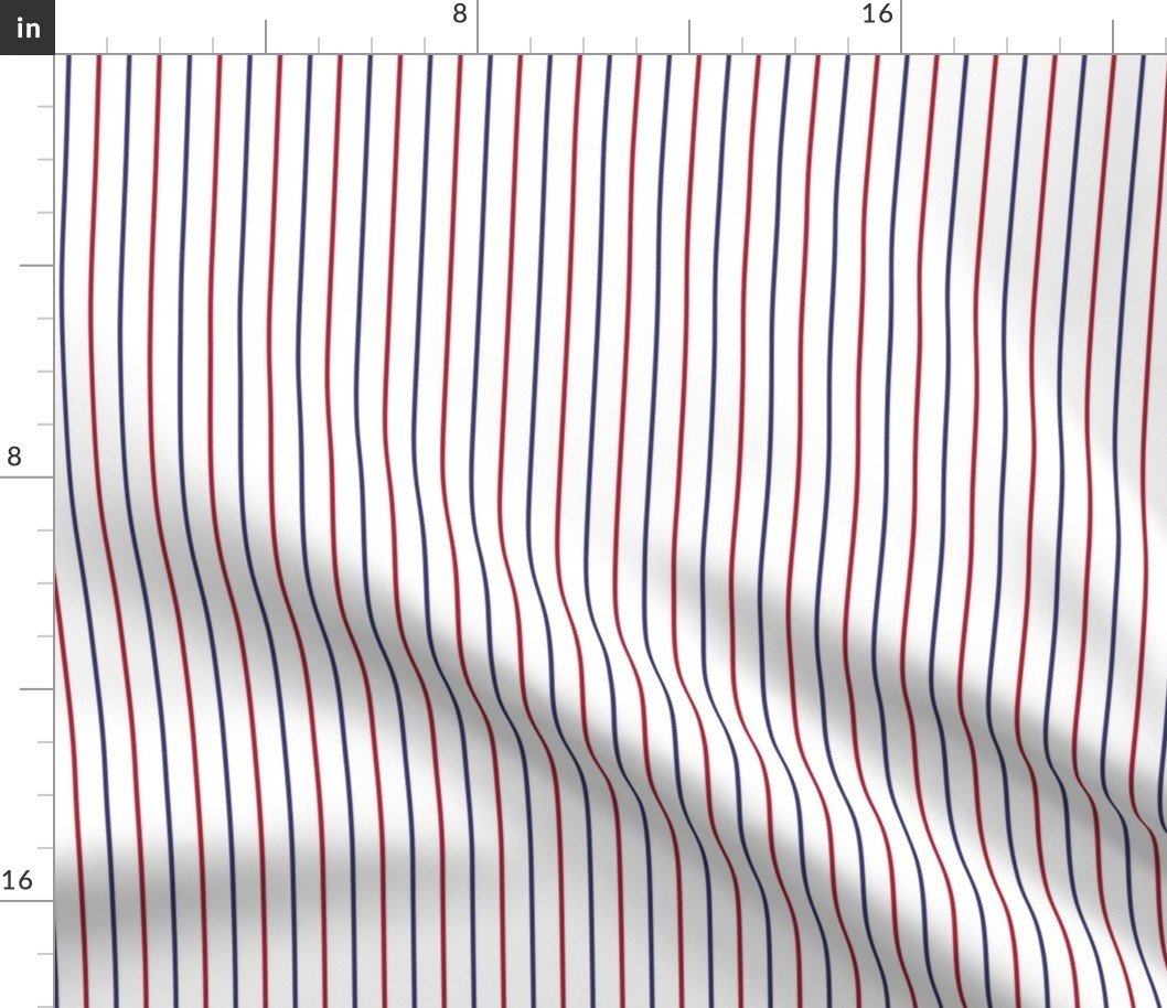1/2 Inch Vertical Pinstripe USA Red White and Blue Flag Colors Fabric