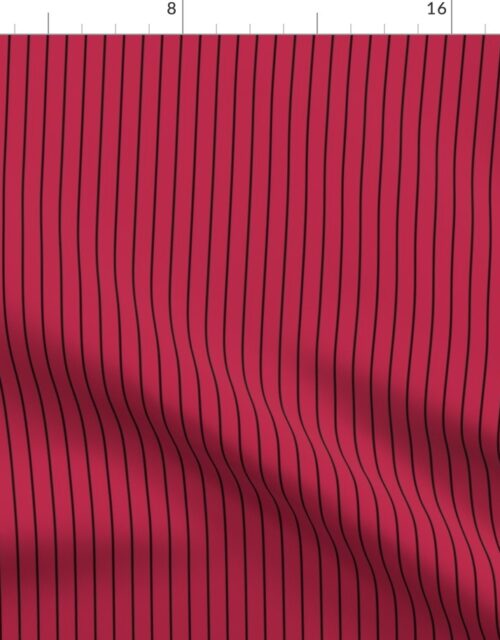 1/2 Inch Viva Magenta  with Black Pin Stripes Fabric
