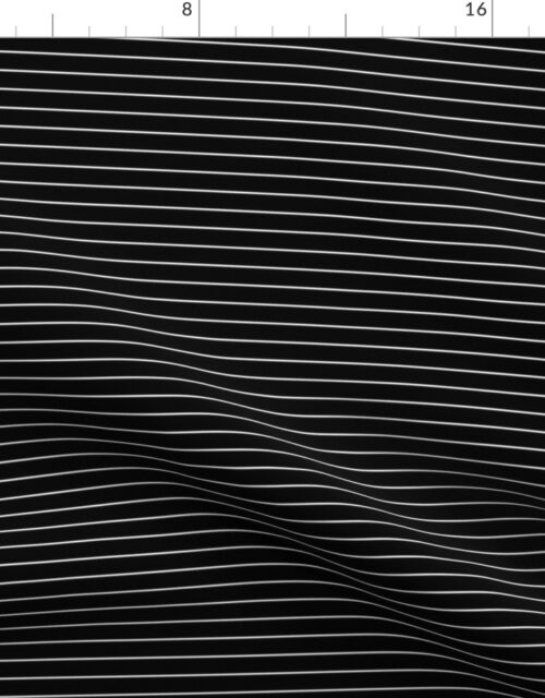 1/2  inch Classic Horizontal White Baseball Stripe Lines On Black Fabric
