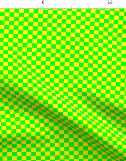1/2 inch Bright Lemon and Lime Checkerboard Fabric