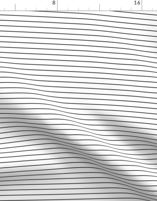 1/2 inch Classic Horizontal Black Baseball Stripe Lines On White Fabric
