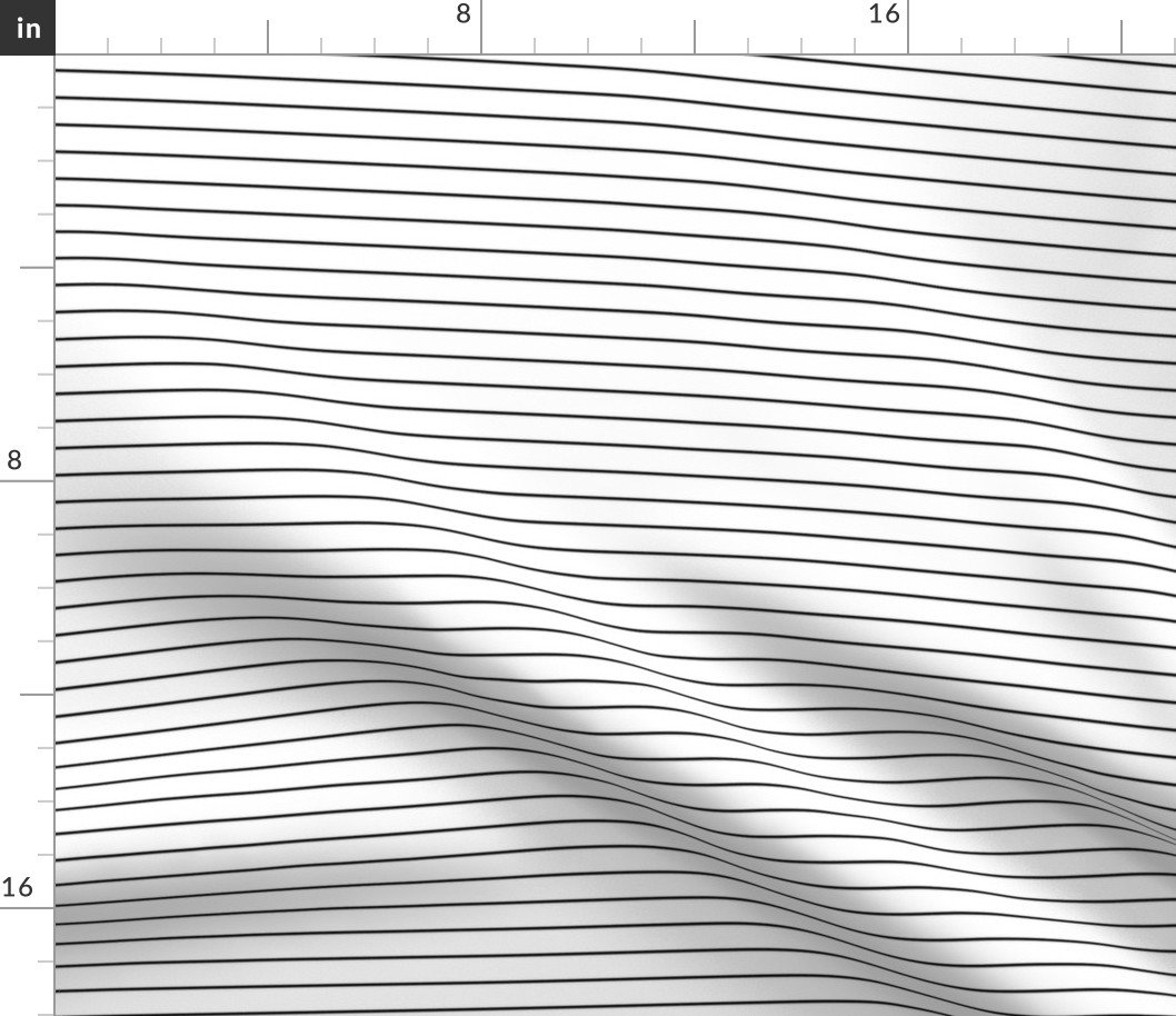 1/2 inch Classic Horizontal Black Baseball Stripe Lines On White Fabric