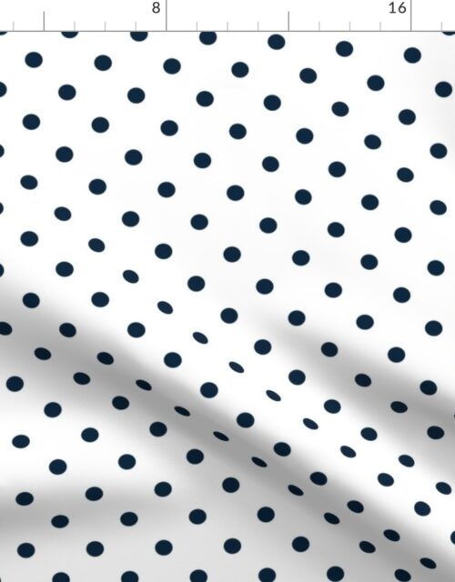 1/2 inch Classic Navy Blue Polkadots on White Fabric
