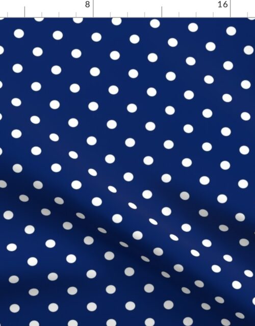 1/2 inch White Polkadots on Navy Blue Fabric