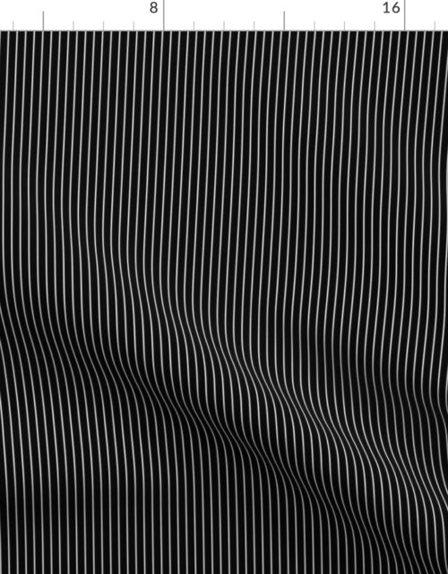 1/4 Inch Classic Vertical White Horizontal Pinstripe On Black Spacing Fabric
