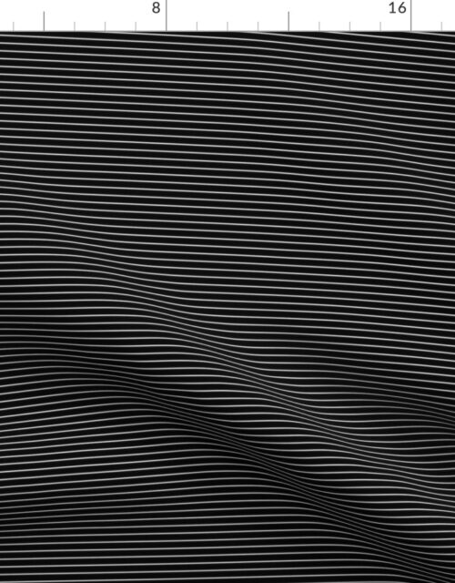 1/4 Inch Classic White Horizontal Pinstripe On Black Spacing Fabric