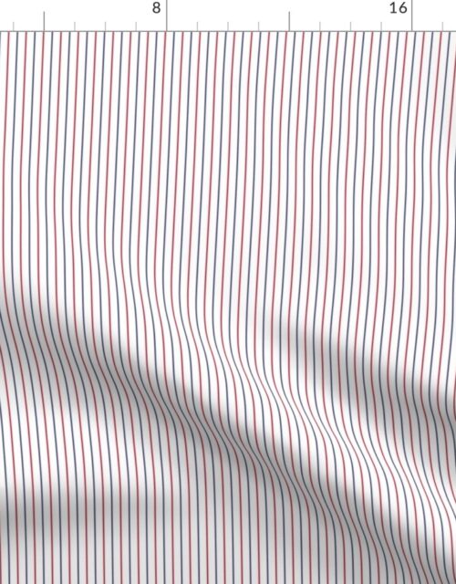 1/4 Inch Vertical Pinstripe USA Red White and Blue Flag Colors Fabric
