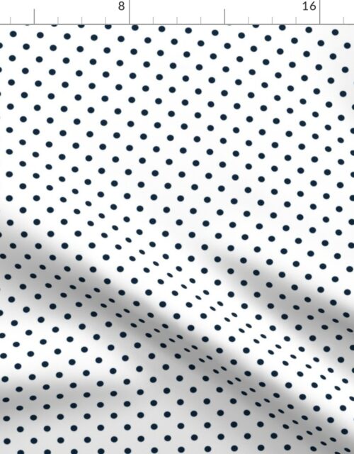 1/4 inch Classic Navy Blue Polkadots on White Fabric