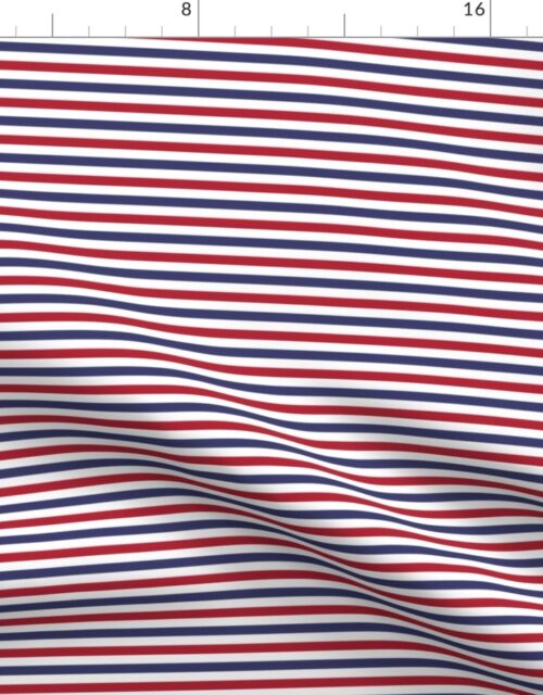 1/4 inch Flag Red, White and Blue Alternating H Pin Stripes Fabric