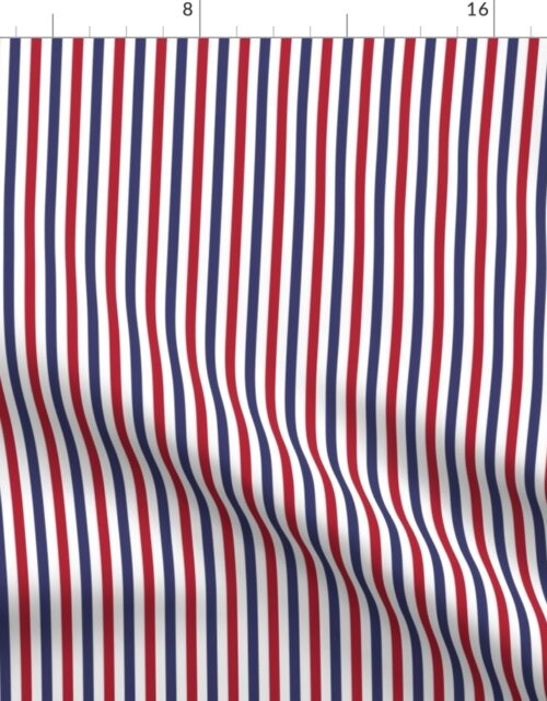 1/4 inch Flag Red, White and Blue Alternating V Pin Stripes Fabric