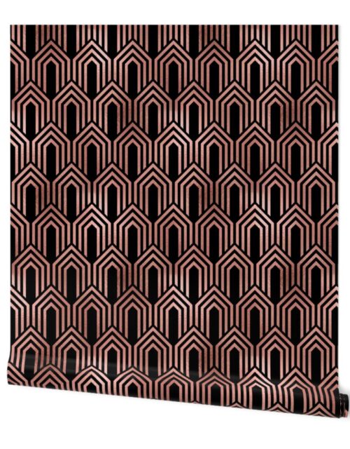 Copper Rose Gold and Black Art Deco Arches in Arches Wallpaper