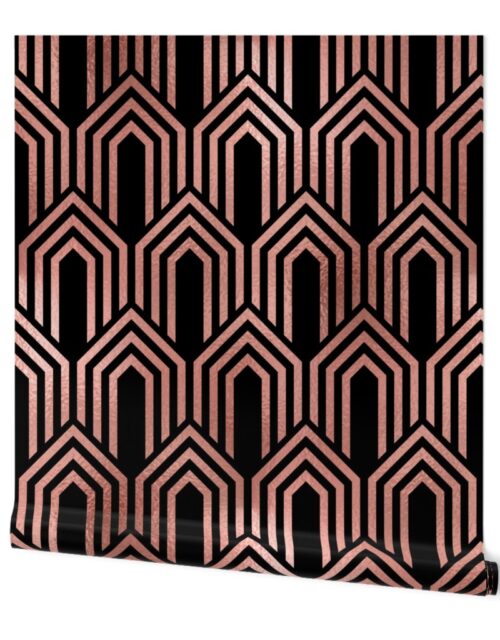 Copper Rose Gold  and Black Jumbo Art Deco Arches in Arches Wallpaper