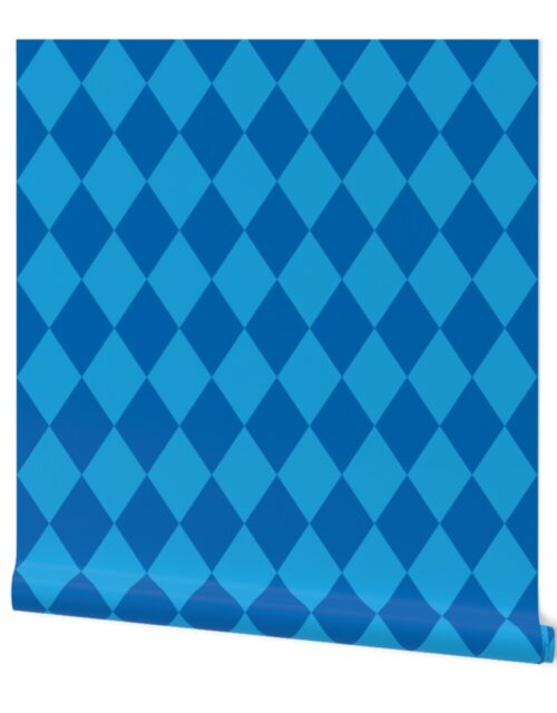 Oktoberfest 4 inch Bavarian Beer House Blue and Dark Blue Large Diagonal Diamond Pattern Wallpaper