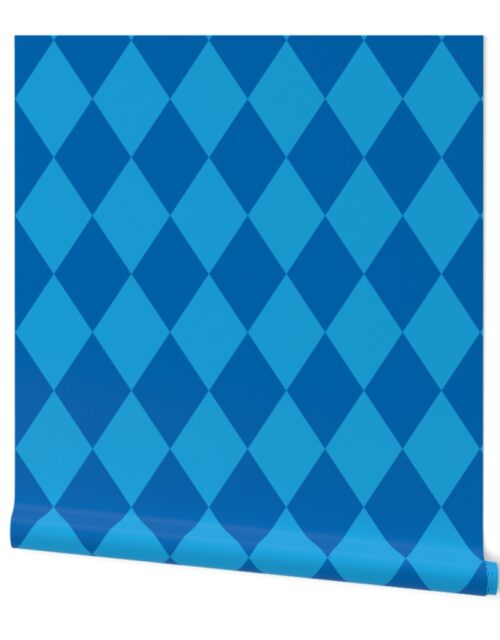 Oktoberfest 5 inch Bavarian Beer House Blue and Dark Blue Large Diagonal Diamond Pattern Wallpaper