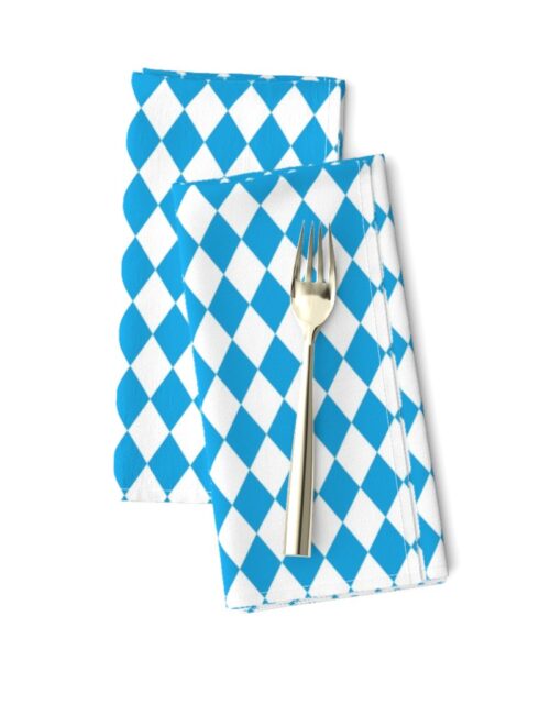 Oktoberfest Bavarian Beer Festival Blue and White 1 inch Diagonal Diamond Pattern Dinner Napkins
