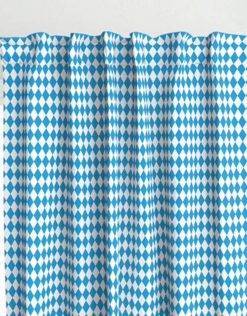 Oktoberfest Bavarian Beer Festival Blue and White 1 inch Diagonal Diamond Pattern Curtains