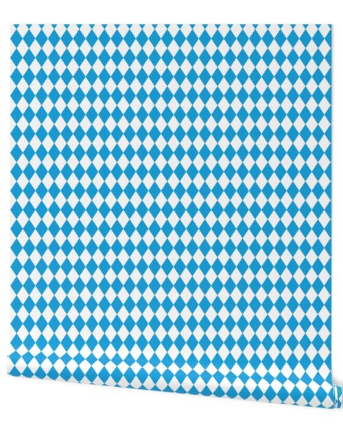 Oktoberfest Bavarian Beer Festival Blue and White 1 inch Diagonal Diamond Pattern Wallpaper