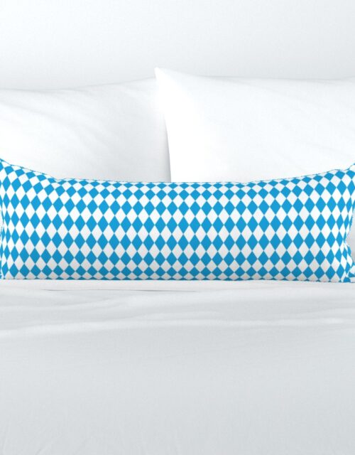 Oktoberfest Bavarian Beer Festival Blue and White 1 inch Diagonal Diamond Pattern Extra Long Lumbar Pillow