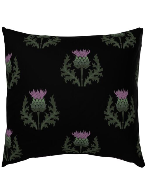 Large Scottish Thistle Flower of Scotland on Black Euro Pillow Sham