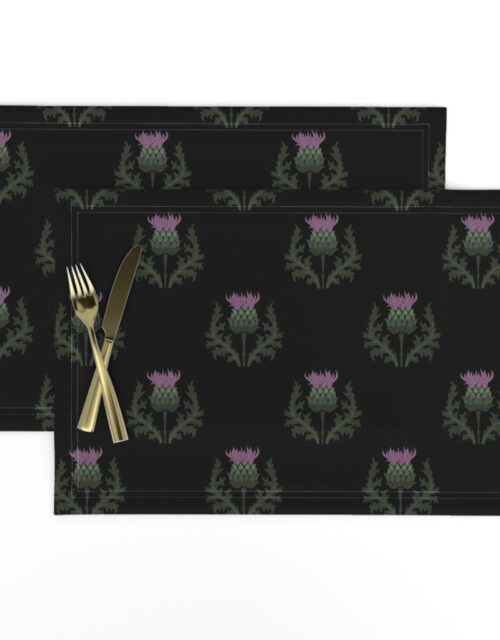 Small Scottish Thistle Flower of Scotland on Black Placemats
