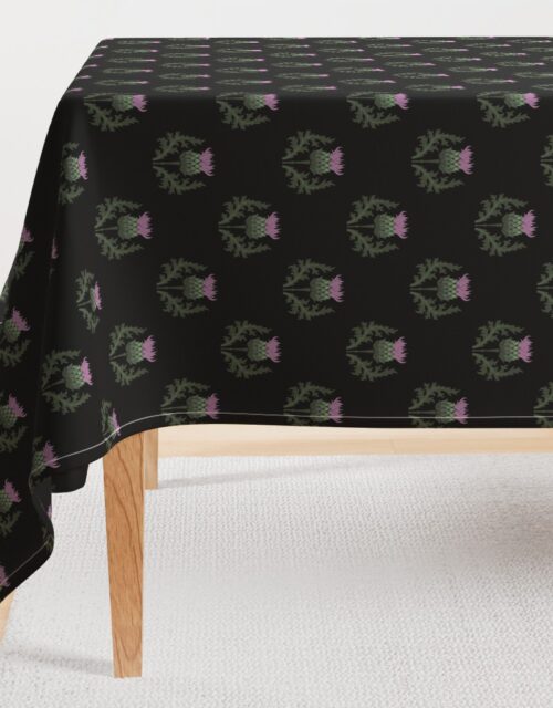 Small Scottish Thistle Flower of Scotland on Black Rectangular Tablecloth