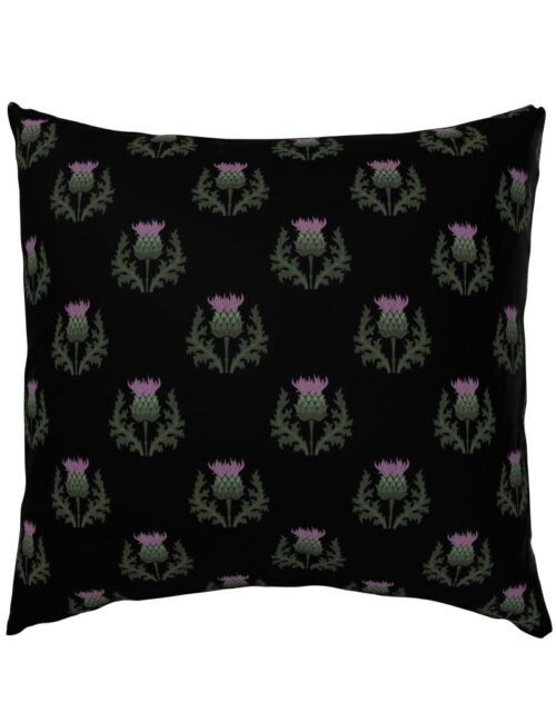 Small Scottish Thistle Flower of Scotland on Black Euro Pillow Sham