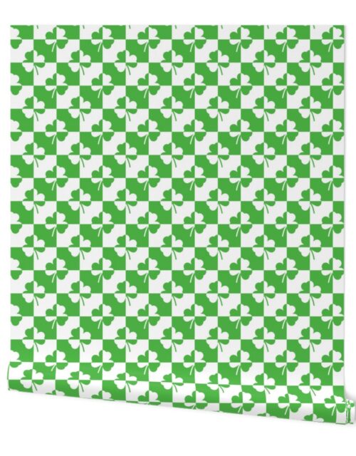 Small Green and White Irish Clover Check Pattern Wallpaper