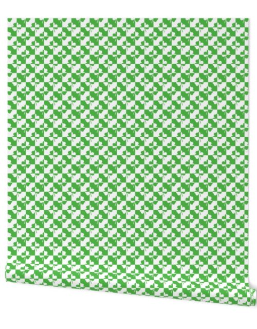 Mini Green and White Irish Clover Check Pattern Wallpaper