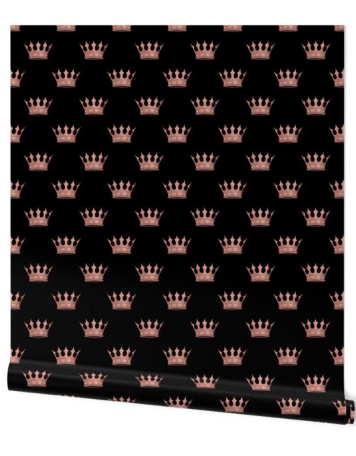 Small Rose Gold Crowns on Black Wallpaper