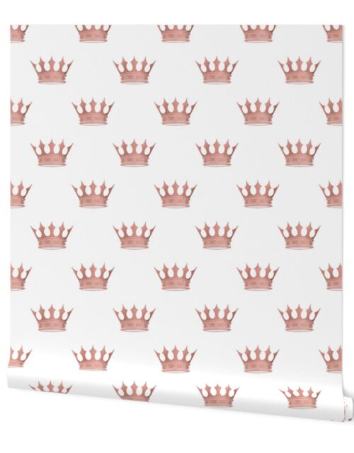 Small Rose Gold Crowns on White Wallpaper