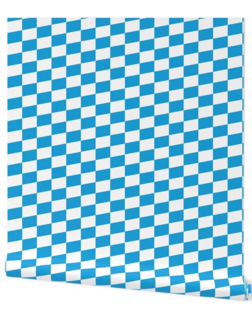 Oktoberfest Bavarian Beer Festival Blue and White Medium Diagonal Diamond Pattern Wallpaper