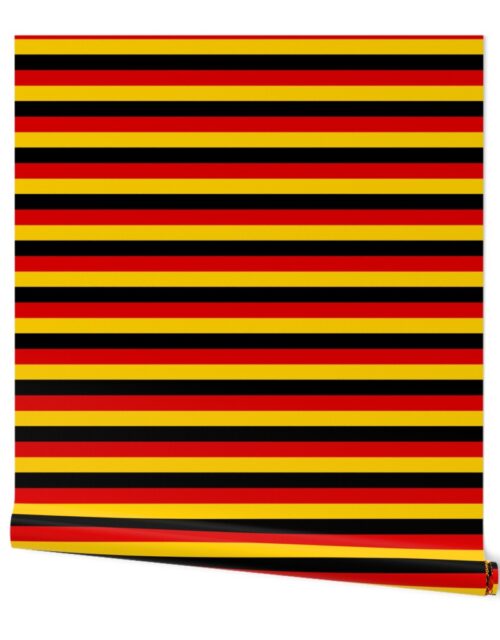 German Flag Colors Red, Gold and Black 1  Inch Horizontal Stripes Wallpaper