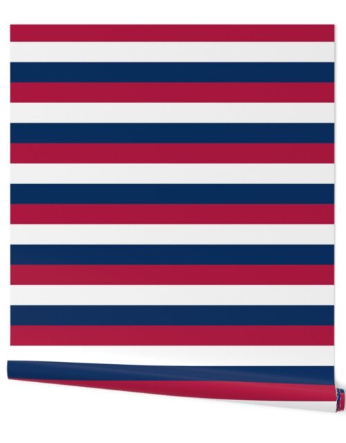 USA Flag Red, White and Blue Alternating 2 Inch Horizontal Stripes Wallpaper