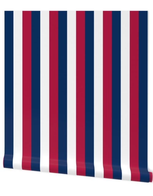 USA Flag Red, White and Blue Alternating 2 Inch Vertical Stripes Wallpaper
