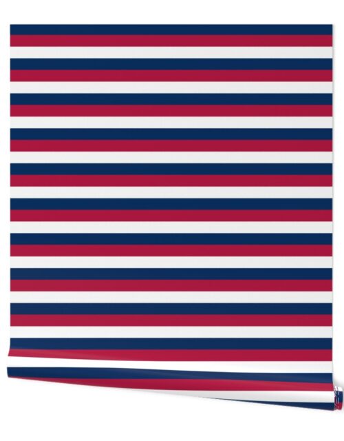 USA Flag Red, White and Blue Alternating 1 Inch Horizontal Stripes Wallpaper