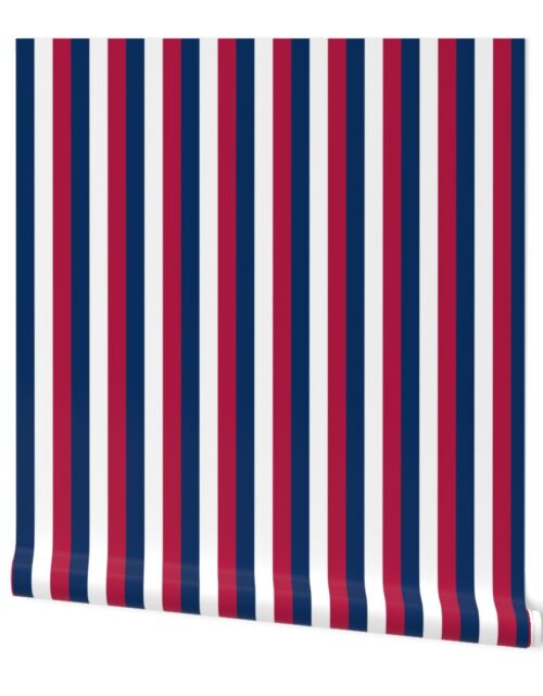 USA Flag Red, White and Blue Alternating 1 Inch Vertical Stripes Wallpaper