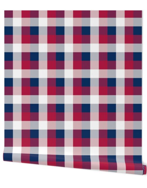 USA Red, White and Blue Large 2 Inch Gingham Check Wallpaper