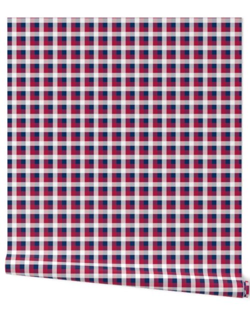 USA Red, White and Blue Large 1/2 Inch Gingham Check Wallpaper