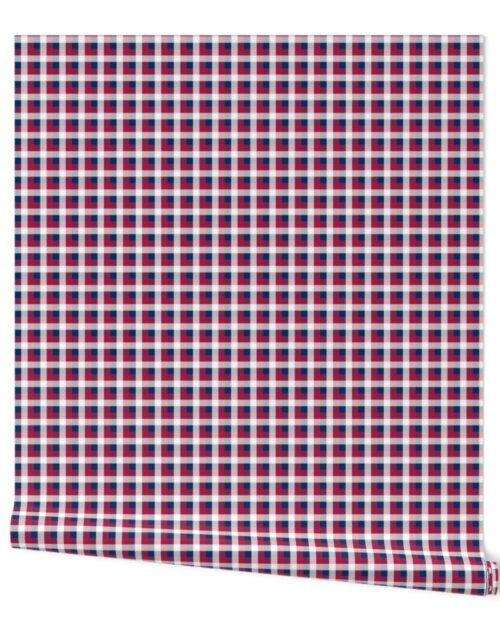 USA Red, White and Blue Large 1/4 Inch Gingham Check Wallpaper