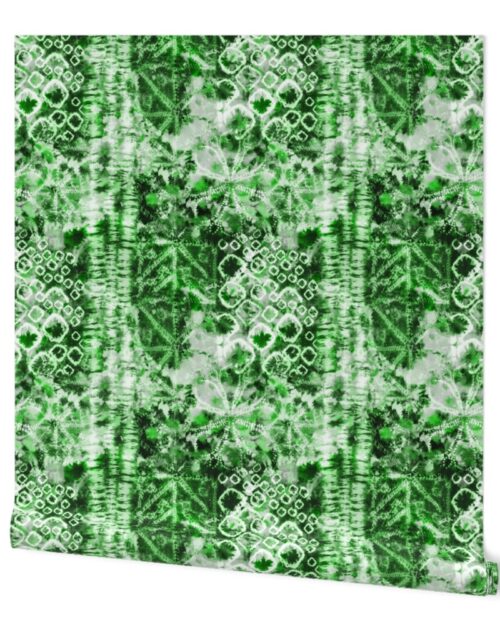 Mixed Greens Summer Tie Dye Batik Wax Tie Die Print Wallpaper
