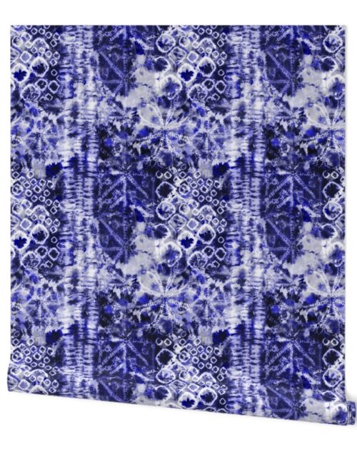 Blue Summer Tie Dye Batik Wax Tie Die Print Wallpaper