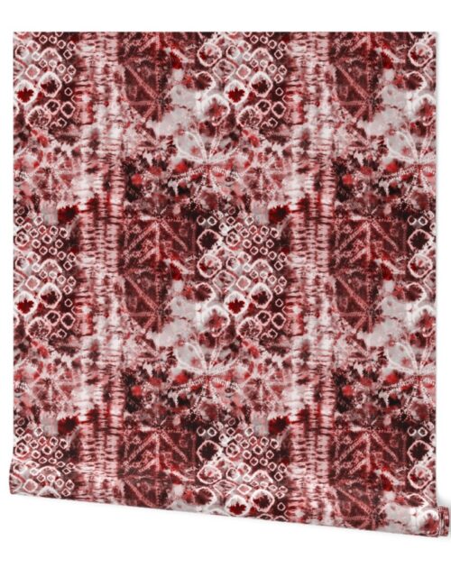 Red Rose Summer Tie Dye Batik Wax Tie Die Print Wallpaper