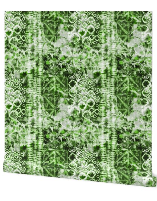 Mixed Green Summer Tie Dye Batik Wax Tie Die Print Wallpaper