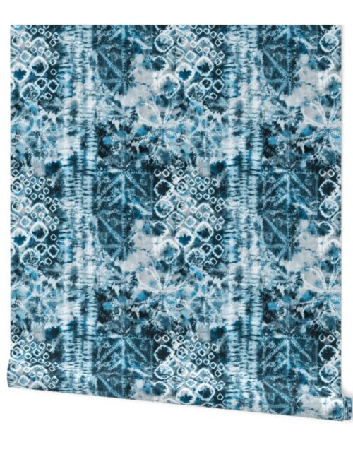 Aqua Marine Summer Tie Dye Batik Wax Tie Die Print Wallpaper