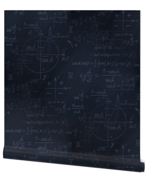 Back to School Blue Chalk on Dark Chalkboard with Mathematical Equations Wallpaper