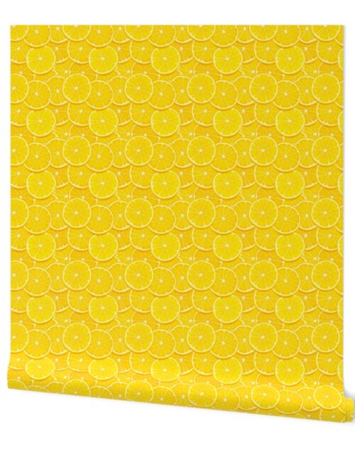 Lemon  Citrus 3 inch Fruit Slices in a Zesty Repeat Pattern Wallpaper