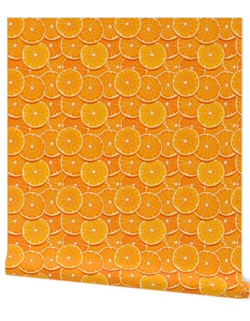 Orange Citrus 5 inch Fruit Slices in a Zesty Repeat Pattern Wallpaper