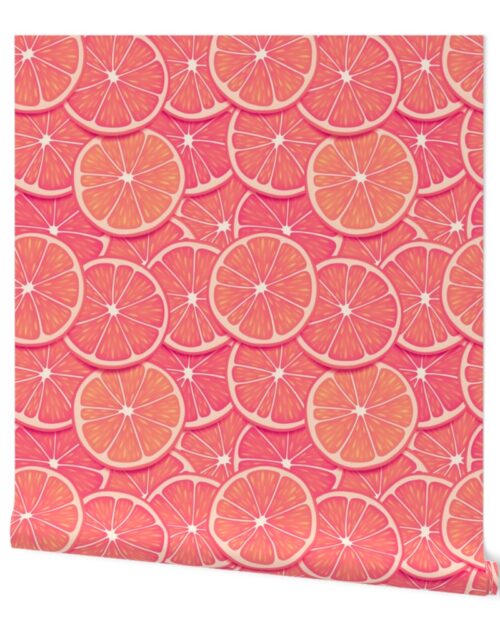 Pink Grapferuit Citrus 6  inch Fruit Slices in a Zesty Repeat Pattern Wallpaper